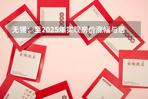 无锡：至2025年实现房价涨幅与居民收入增长相适应 无锡：至2025年实现房价涨幅与居民收入增长相适应